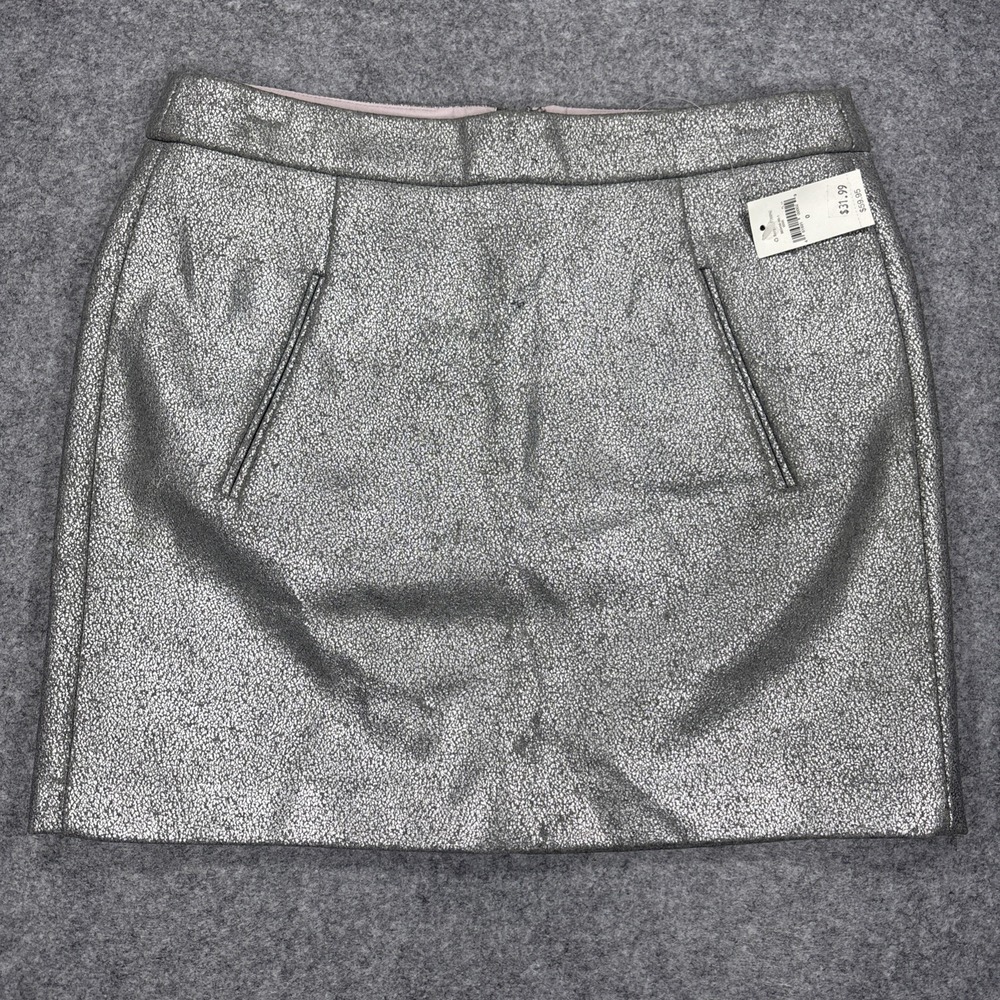 NEW GAP Silver Metallic Wool Blend Mini Skirt SIZE 0 RN 54023 Faux Pockets